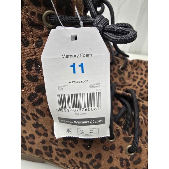 Time & Tru Women’s Size 11 Cheetah Leopard Print Memory Foam Boots Zip & Lace-up - Picture 5 of 7